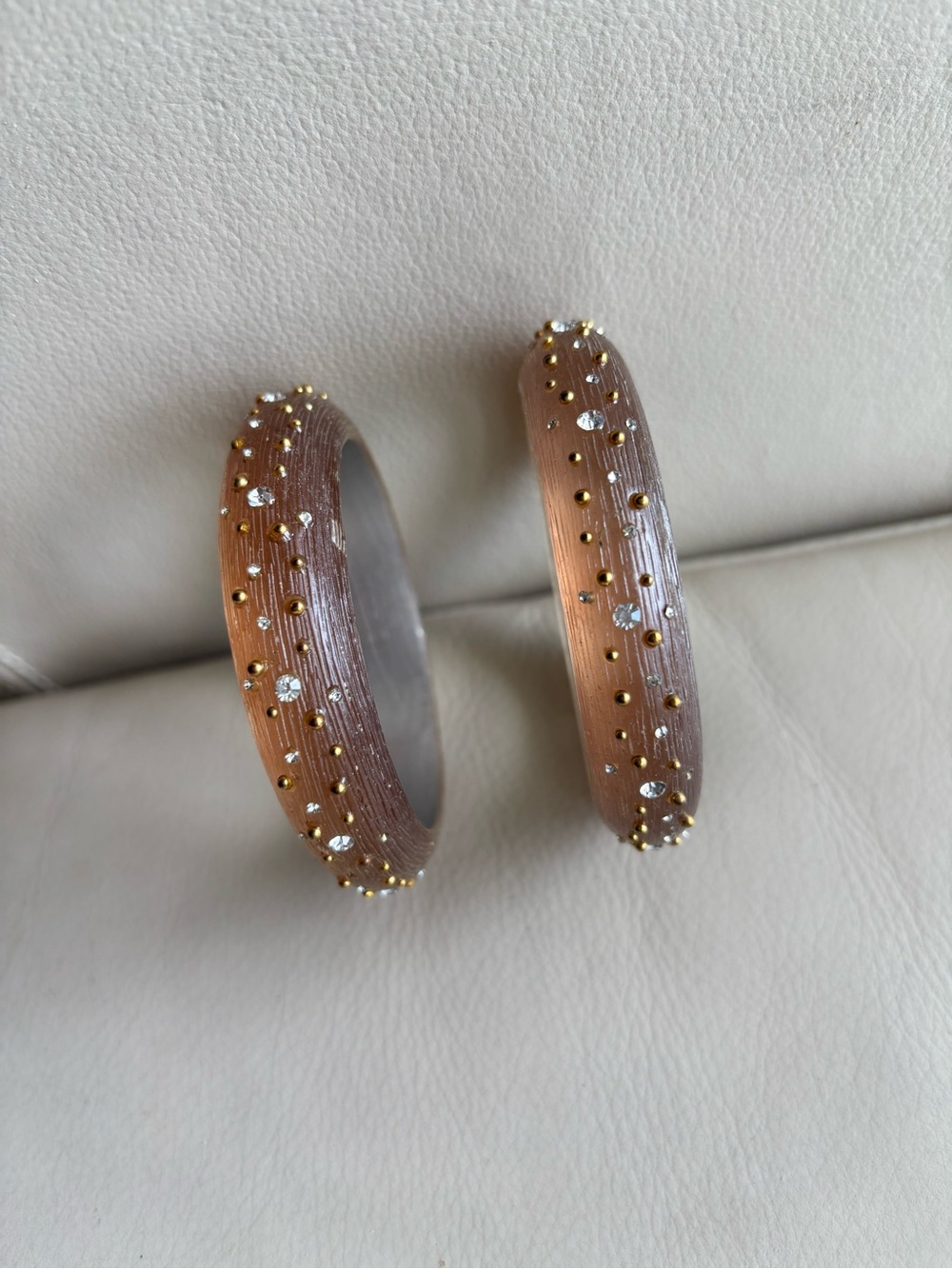 Elegant Brown Crystal Accent Bangle Bracelets